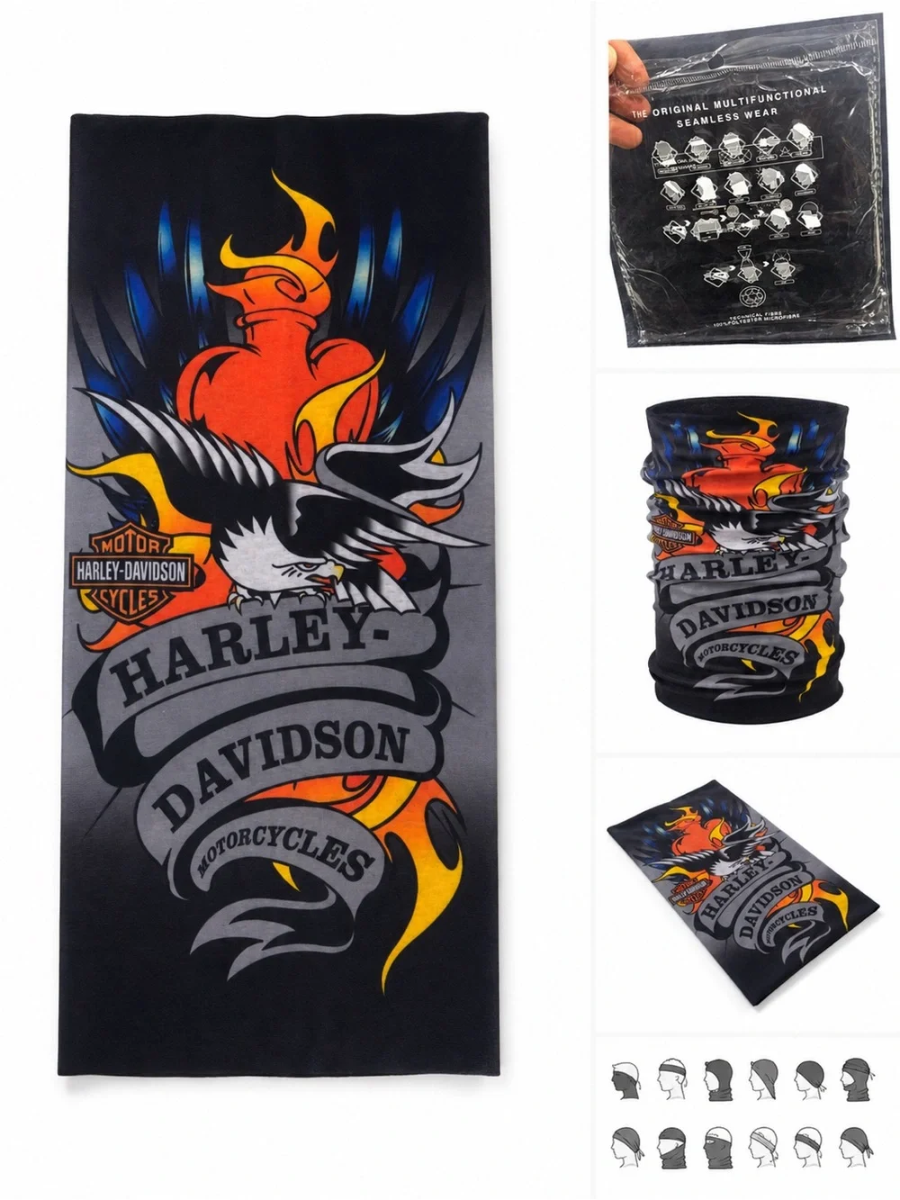 Harley-Davidson Men's Black & Multicolor Neck Gaiter